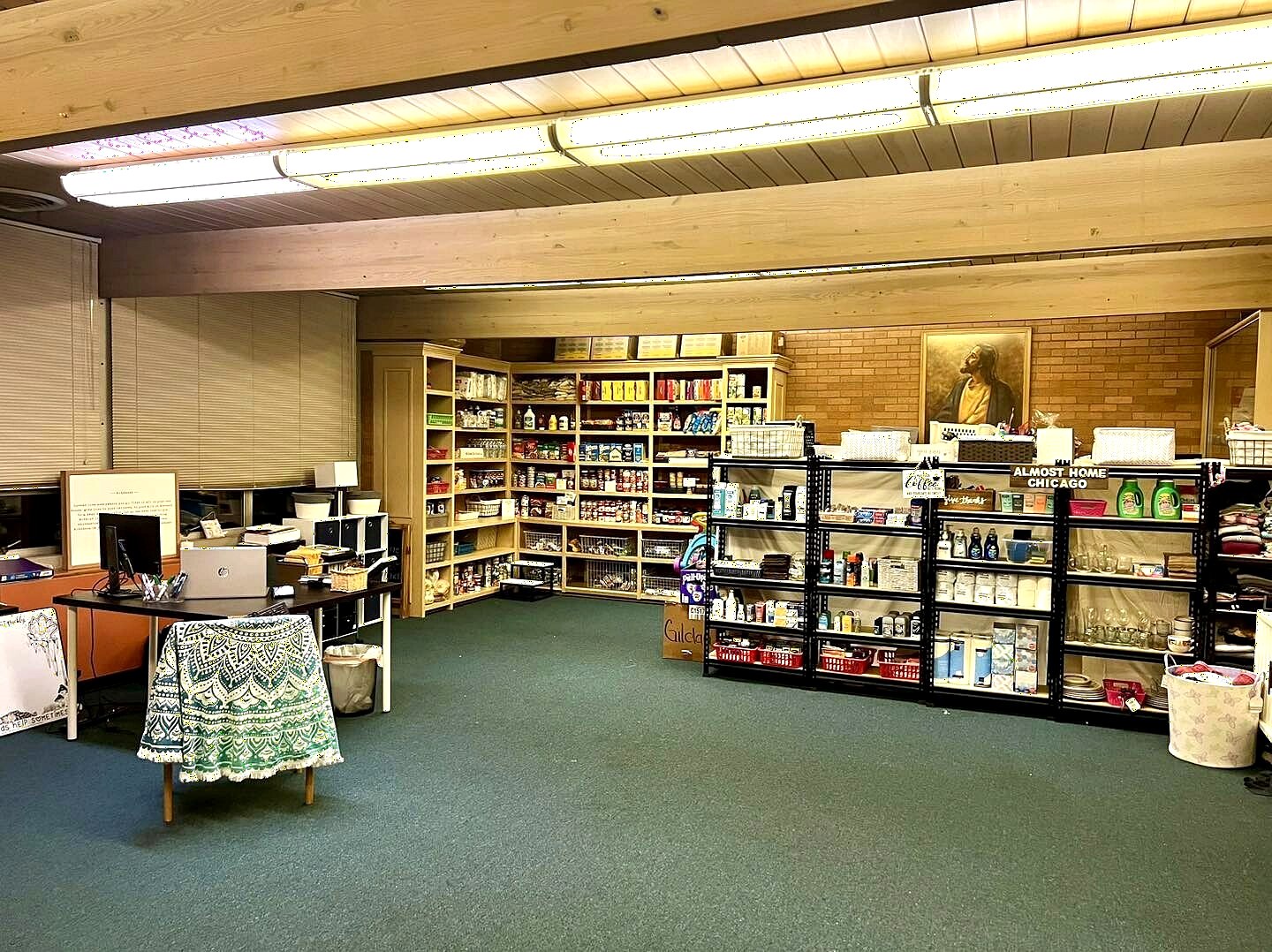 Almost Home Chicago pantry shelves stocked with food and household items